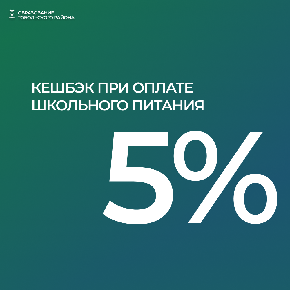 5% кешбэка за школьное питание